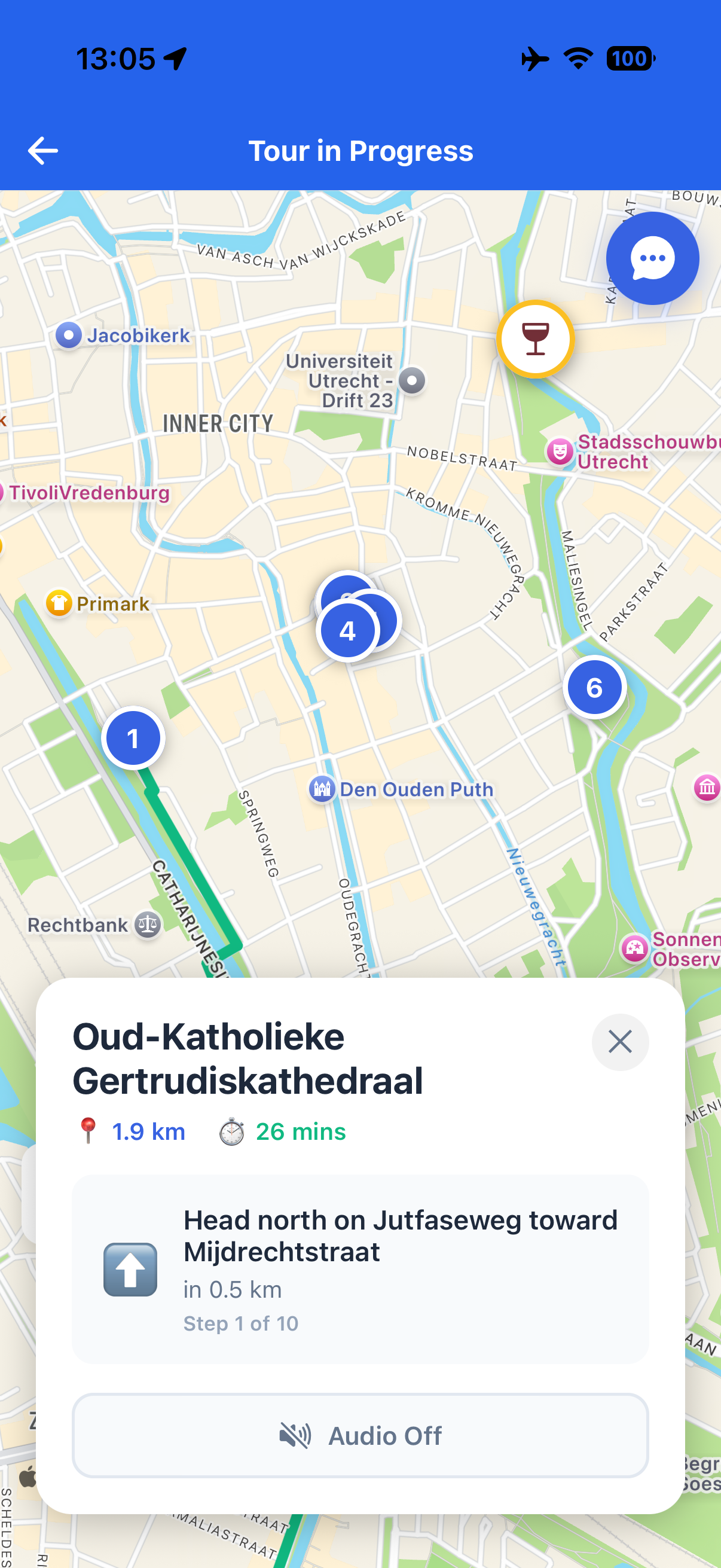 Tour in Progress with GPS Navigation